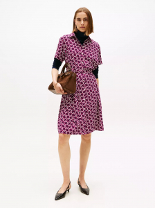 Monogram Print Belted Shirtdress