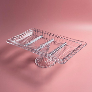 588-695 Прямоугольная менажница 37,2х22,5х12,5см на ножке в под.уп.(х6)Стекло