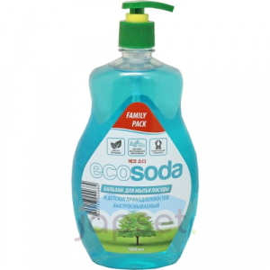 Eco Soda Бальзам для мытья посуды и детских принадлежностей, быстросмываемый, 1000 мл
