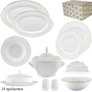 226-063 Обеденный сервиз 28пр. MARIA GOLD в под.уп.(х1)Фарфор