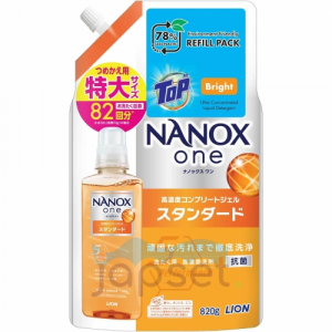 Lion Nanox One Standard Концентрированное жидкое средство для стирки белья, против стойких загрязнений, мягкая упаковка с крышкой, 820 гр