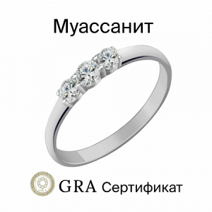 Кольцо с муассанитом родированное серебро 925*