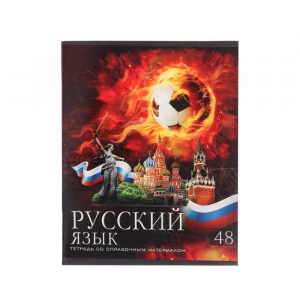 Тетрадь предметная 48 листов в клетку Calligrata, «Футбол. Русский язык», серые листы