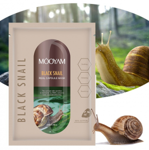 Тканевая капсульная маска для лица с муцином черной улитки Mooyam Black Snail