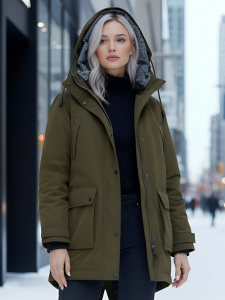 Парка женская зимняя MTFORCE c капюшоном цвета хаки 2329Kh