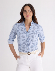LONG SLEEVE FITTED PRINTED POPLIN SHIRT