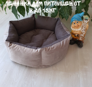 Лежанка бархат серобеж D-60