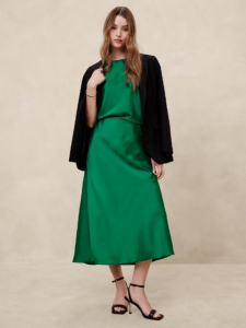 Satin Midi Slip Skirt