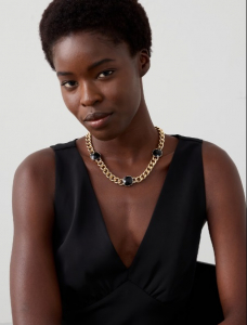 3 Stone Faceted Statement Necklace