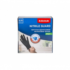 Перчатки NITRILE GUARD одноразовые нитриловые S/M 40шт черные