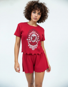 Женская пижама с шортами и футболкой - 403