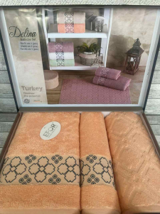 Набор полотенец EFOR из 3-х предметов (50*70;50*90;70*140) DELINA персиоквый (somon)