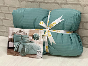 КПБ EFOR SATIN TURKUAZ с одеялом бирюзовый евро