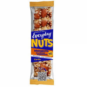 EVERYDAY NUTS Батончик ореховый МИНДАЛЬ СОЛЕНАЯ КАРАМЕЛЬ 40г