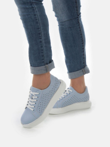 05-PDA109-2 LT. BLUE Кроссовки женские (натуральная кожа)