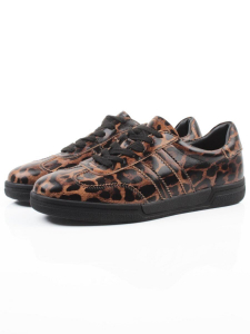 03-B6C-7PC BROWN/LEOPARD Кеды женские (натуральная кожа)