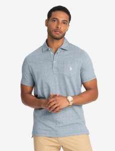 PRINTED END-ON-END STRIPED POLO SHIRT