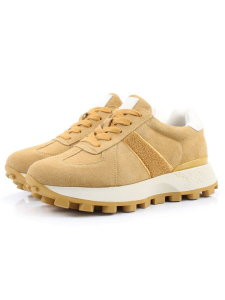 04-PCJ98-5 SAND Кроссовки демисезонные женские (натуральная замша, текстиль)