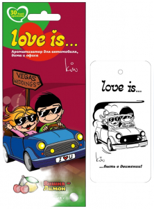 Ароматизатор воздуха LOVE IS... - ВИШНЯ-ЛИМОН подвесной картонный
