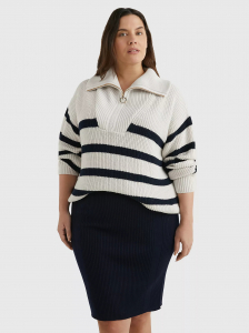 Curve Stripe Quarter-Zip Sweater