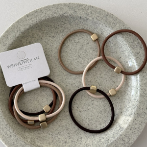 Набор резинок для волос с КВАДРАТНОЙ бусиной, Цвет: Коричневые