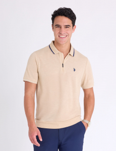 WHITE LABEL SLUB PIQUE POLO SHIRT WITH RIB WAIST