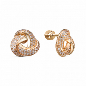 Серьги с фианитом позолоченные серебро 925*