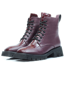 01-CG34-2 WINE Ботинки демисезонные женские (натуральная кожа, байка)