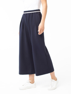 Укороченные широкие брюки из эластичного футера двухнитки