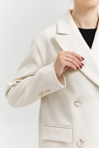 Пальто женское демисезонное 26102 (молочный/рубчик)