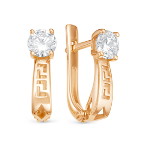 Серьги с фианитом позолоченные серебро 925*