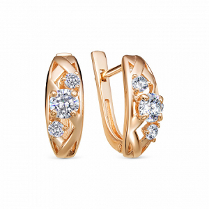 Серьги с фианитом позолоченные серебро 925*