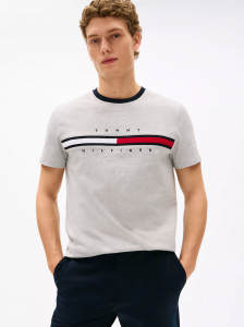 Embroidered Flag Stripe Logo T-Shirt