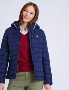 SIGNATURE STRIPE PUFFER JACKET WITH HOOD