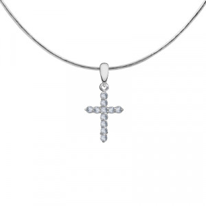 Подвеска с фианитом родированная серебро 925*