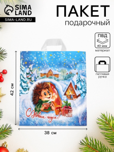 Пакет подарочный новогодний «Морозное утро», полиэтиленовый с петлевой ручкой, 38?42 см