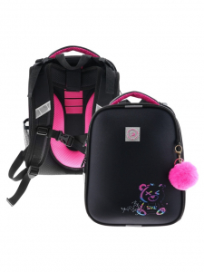 Рюкзак каркасный, школьный, 38?30?16 см, эргономичная спинка «Неоновый медведь»