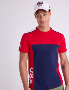 USA COLORBLOCK PRINTED JERSEY T-SHIRT