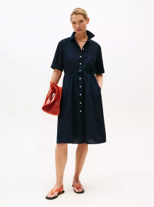 Linen-Cotton Blend Midi Shirtdress