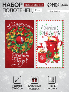 Набор кухонных полотенец Доляна «Зимние радости» 35?60 см-2 шт., 100% хлопок