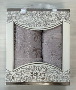 Набор полотенец EFOR YAPRAK из 2х пр. (50*90,70*140) 100% бамбук (лиловый)