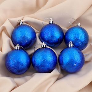 Ёлочные игрушки «Калисса», шары новогодние, d=6 см, набор 6 шт., синий