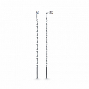 Серьги с фианитом родированные серебро 925*