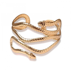 Браслет металл «Змея», узкий, цвет золото