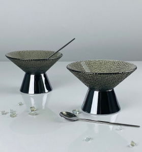 588-720 Набор из 2 креманок 12см 150мл с ложками в под.уп.(х18) Стекло