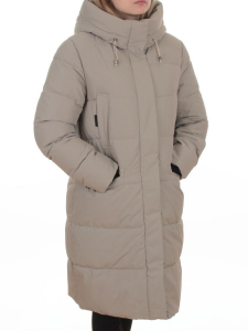 2129 BEIGE Пальто зимнее женское (200 гр. холлофайбер)