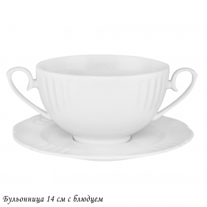 118-144 Бульонница 14см с блюдцем RESTO в под.уп.(х16)Фарфор