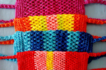 Мочалка вязанная Широкая Полосатая