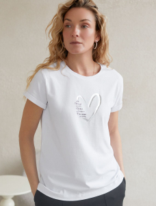 Свободная футболка с принтом из премиального хлопка с эластаном