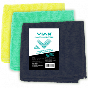 Салфетки для уборки VIAN, микрофибра, 29х29 см, 3 шт., Салфетки для уборки VIAN, микрофибра, 3 шт.
